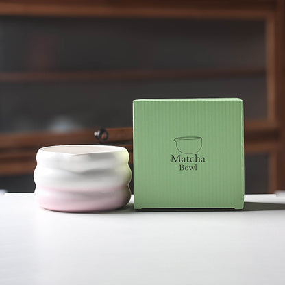 Ceramic Matcha Bowl – Pink & White Gradient